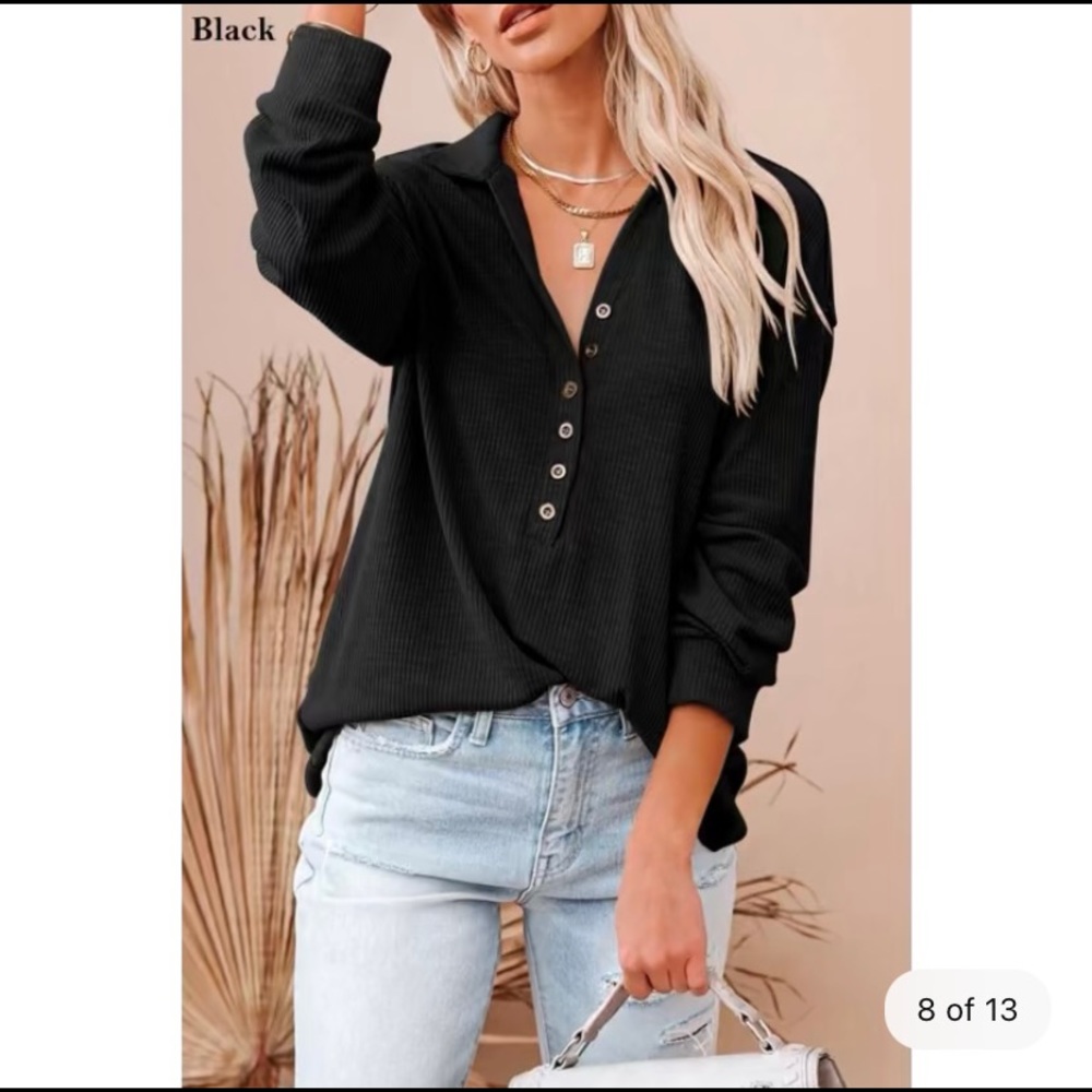 Knit front button top